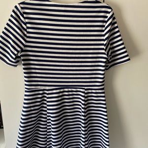 Blue and white striped dress